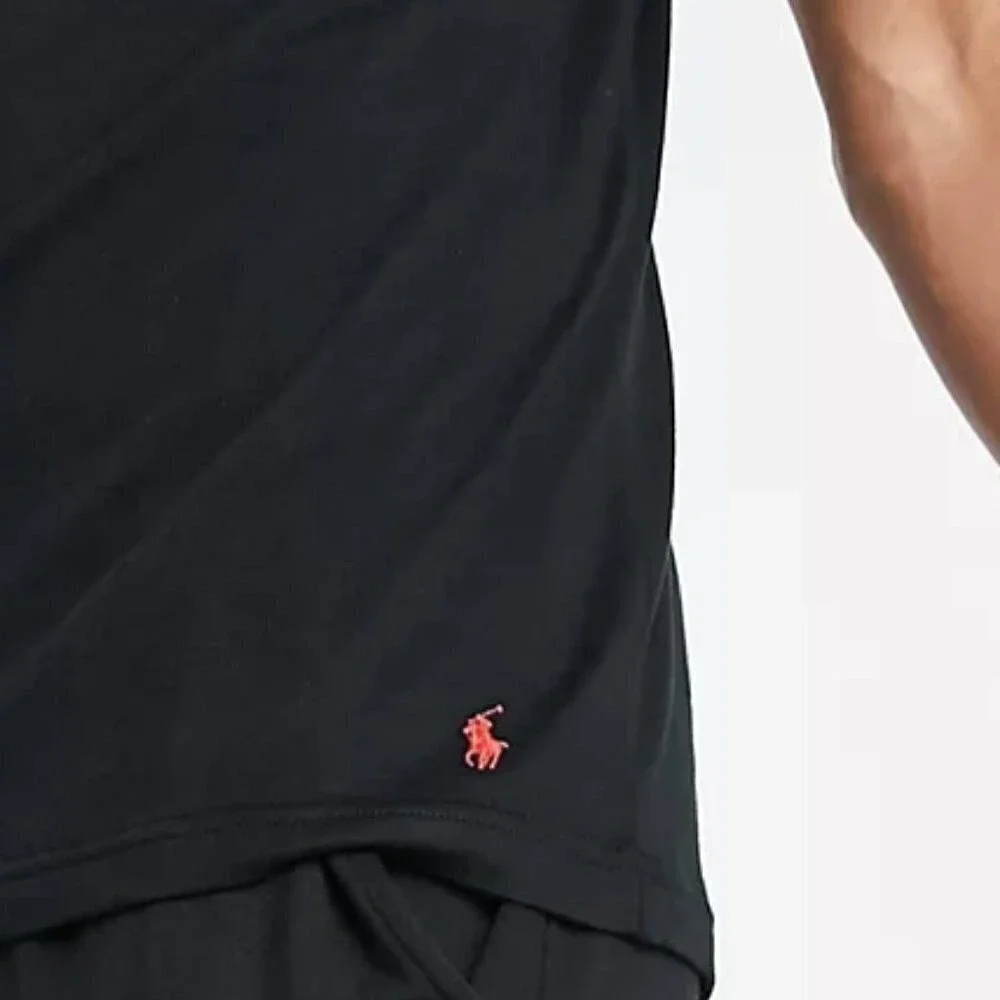 Polo Ralph Lauren Classic Fit Men's Black T-Shirt‎ Bottom Red Pony Logo Size 2XL